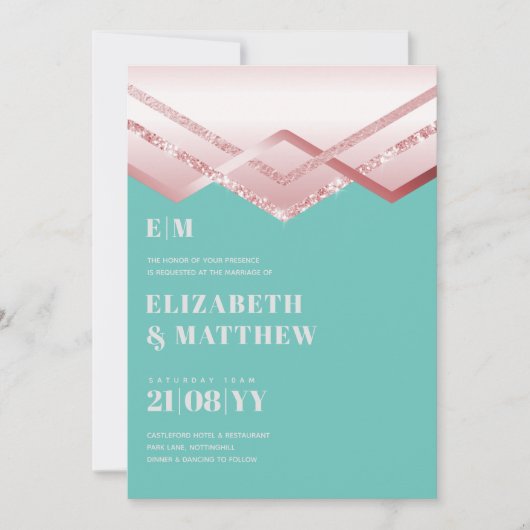 グラムロセゴールドDECOウェディング招待シックモダン (正面)