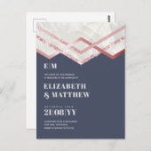 グラムロセゴールドDECOウェディング招待シックモダン ポストカード (正面/裏面)