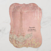 グラムヴィンテージパリパリスタイリッシュシ結婚アンズ 招待状 (正面/裏面)