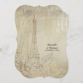 グラムヴィンテージパリパリスタイリッシュス結婚ズ 招待状 (正面/裏面)