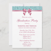 グラム卒業パーティーでダイヤモンドを弓で写真を追加 招待状 (裏面)