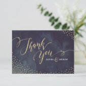 グラム夜フェイク金ゴールドグリッター書感謝していは サンキューカード (スタンド正面)