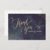 グラム夜フェイク金ゴールドグリッター書感謝していは サンキューカード (正面/裏面)