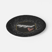 グラム婚約したブラックとシルバー ペーパープレート (アングル)