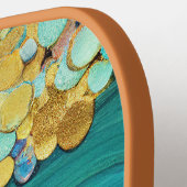 グラム海ウェーブズティール（緑がかった色）&金ゴールドモノグラム ピックルボールラケット (左詳細)