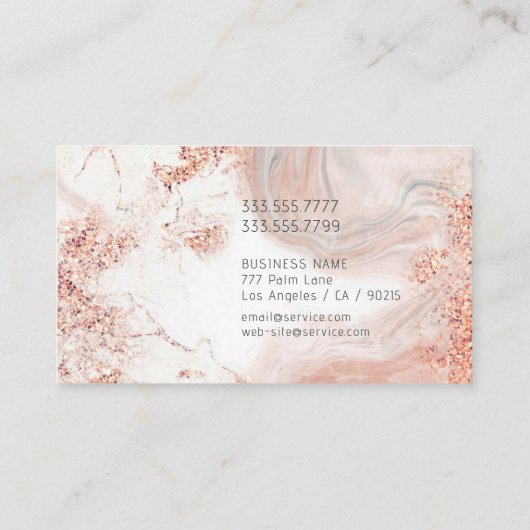 グラム淡い色のピーチ&グレイ大理石，クラシー 名刺 (裏面)