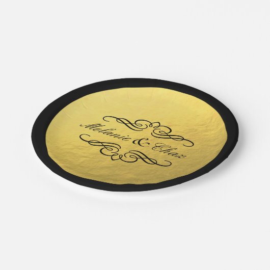 グラム渦巻く花形の金箔のアウトライン結婚式 ペーパープレート (アングル)