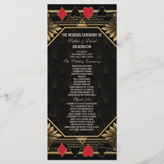 グラム王室の金ゴールドブラックカジノトランプのポーカー結婚ズ プログラム (正面)