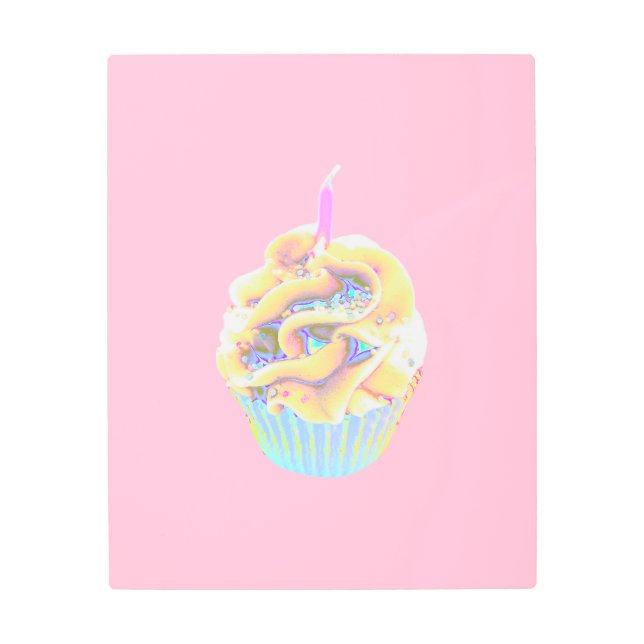 グラム白熱［赤熱］光を放つカップケーキ メタルプリント (正面)