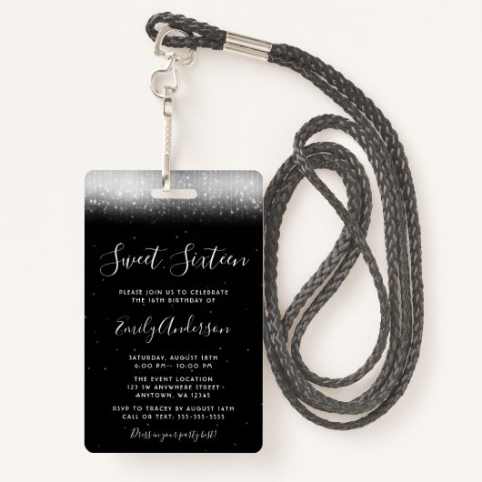 グラム白黒スイート16招待状VIPパス バッジ (裏面ランヤード)