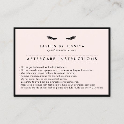 グラム睫毛クラシックサロンピンクアフターケア 名刺 (正面)