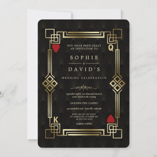 グラム素晴らしギャツビーカジノトランプのポーカーラスベガス結婚ズ 招待状 (正面)