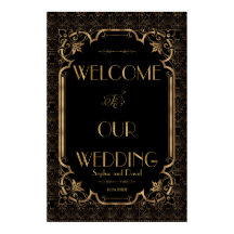 グラム素晴らしギャツビー金ゴールドブラック結婚のウェルカムサイン