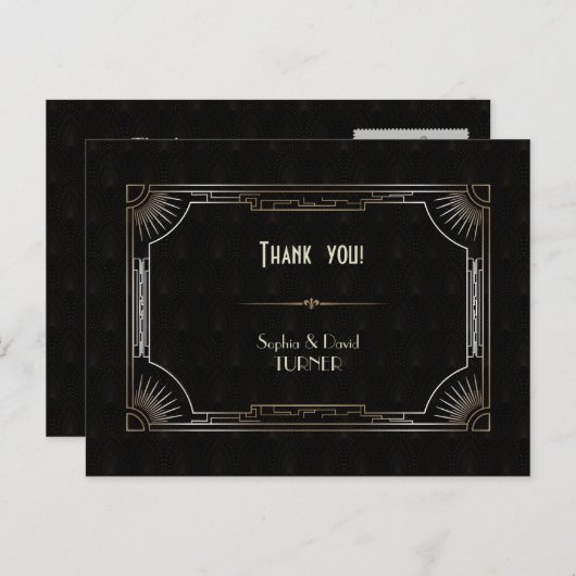 グラム素晴らしギャツビー金ゴールド結婚アールデコありがとう ポストカード (正面/裏面)