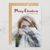 グラム素朴のストライプクリスマスと写真 シーズンカード (正面/裏面)