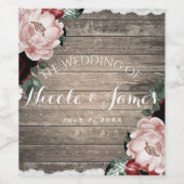 グラム素朴フローラウッド&レースバーン結婚ズワイン ワインラベル (シングルラベル)