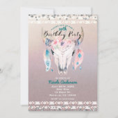 グラム素朴ボホフローラ牛スカル誕生日パーティー 招待状 (正面)