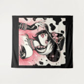 グラム素朴女性のカーボーイピンクスパークルコウィドプリント タペストリー (正面(横))