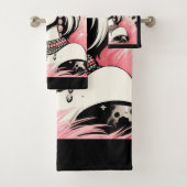 グラム素朴女性のカーボーイピンクスパークルコウィドプリント バスタオルセット (インサイチュ)