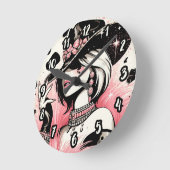 グラム素朴女性のカーボーイピンクスパークルコウィドプリント ラウンド壁時計 (傾斜)