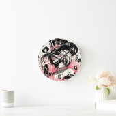グラム素朴女性のカーボーイピンクスパークルコウィドプリント ラウンド壁時計 (ホーム)