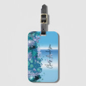 グラム芸術的モダングリーンパープルブルーメタリック ラゲッジタグ (正面縦)