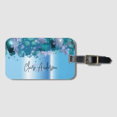 グラム芸術的モダングリーンパープルブルーメタリック ラゲッジタグ (正面横)