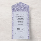 グラム薄紫ラベンダーパープルグリッジグリッター   オールインワン招待状 (内側)