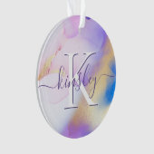 グラム薄紫金ゴールド絵を描抽象芸術エレガントモノグラム オーナメント (正面)