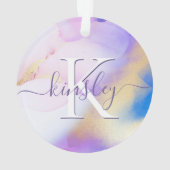 グラム薄紫金ゴールド絵を描抽象芸術エレガントモノグラム オーナメント (裏面)