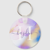 グラム薄紫金ゴールド絵を描抽象芸術エレガントモノグラム キーホルダー (正面)