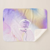 グラム薄紫金ゴールド絵を描抽象芸術エレガントモノグラム シェルパブランケット (正面(横))