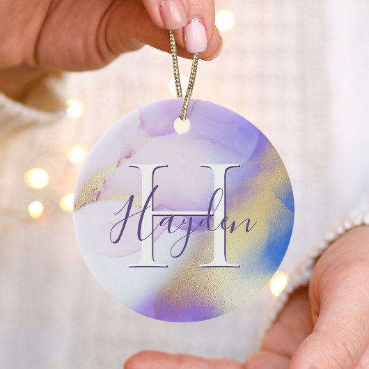 グラム薄紫金ゴールド絵を描抽象芸術エレガントモノグラム セラミックオーナメント