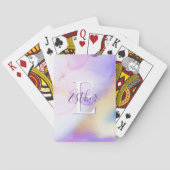 グラム薄紫金ゴールド絵を描抽象芸術エレガントモノグラム トランプ (裏面)