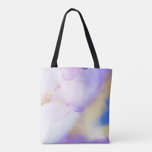 グラム薄紫金ゴールド絵を描抽象芸術エレガントモノグラム トートバッグ (裏面)