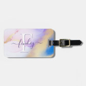 グラム薄紫金ゴールド絵を描抽象芸術エレガントモノグラム ラゲッジタグ (正面横)