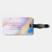 グラム薄紫金ゴールド絵を描抽象芸術エレガントモノグラム ラゲッジタグ (裏面横)