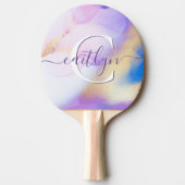 グラム薄紫金ゴールド絵を描抽象芸術エレガントモノグラム 卓球ラケット (正面)