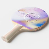グラム薄紫金ゴールド絵を描抽象芸術エレガントモノグラム 卓球ラケット (正面アングル)