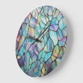 グラム虹色オパール玉石染色ガラス ラージ壁時計 (傾斜)
