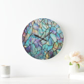 グラム虹色オパール玉石染色ガラス ラージ壁時計 (ホーム)