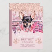 グラム誕生日エレガントドッググリッター 招待状 (正面/裏面)