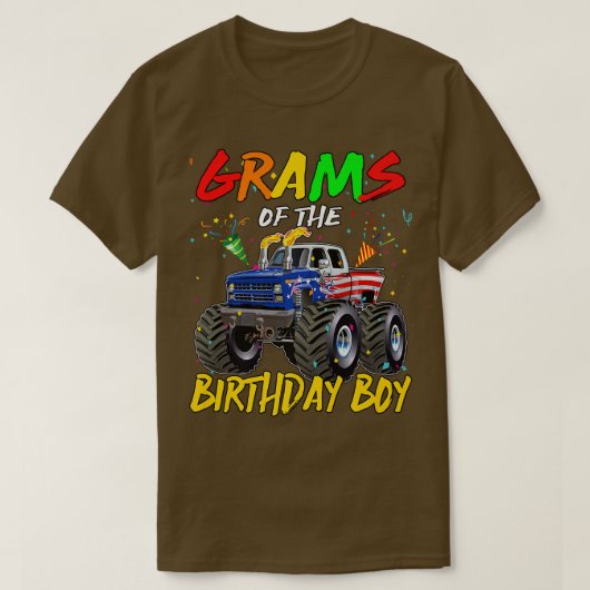 グラム誕生日少年モンスタートラック誕生日部 Tシャツ (デザイン正面)