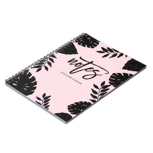 グラム赤面ピンクと黒の熱帯ノート ノートブック (左側)