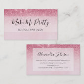 グラム赤面ピンクグリッターグラデーションピンクサロンガーリー 名刺 (正面/裏面)