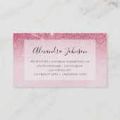 グラム赤面ピンクグリッターグラデーションピンクサロンガーリー 名刺 (裏面)