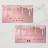 グラム赤面ピンクグリッタードリップフォイル美しいサロン 名刺 (正面/裏面)