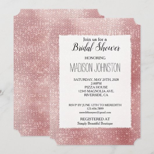グラム赤面ピンクグリッツ 招待状 (正面/裏面)