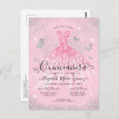 グラム赤面ピンクシルバーグリッターガウンキンセアニェラ ポストカード (正面/裏面)