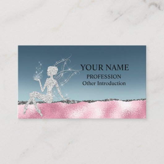 グラム赤面ピンクシルバーグリッターフェアリー 名刺 (正面)
